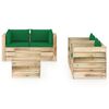 vidaXL 6 pcs conj. lounge jardim c/ almofad&otilde;es madeira impreg. verde