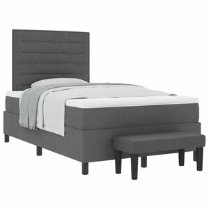vidaXL Cama Box com cabeceira Cinza Escuro 120 x 190 cm tecido