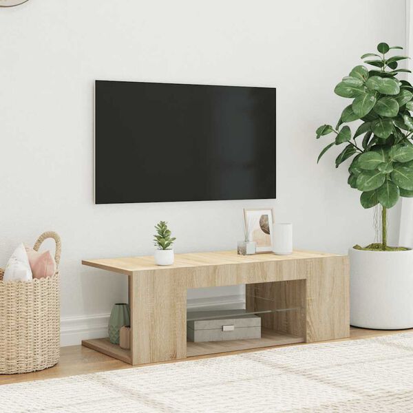 vidaXL Móvel de TV com luzes LED 90x39x30 cm carvalho sonoma