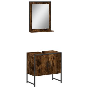 vidaXL 2 pcs conj. m&oacute;veis casa banho derivados madeira carvalho fumado