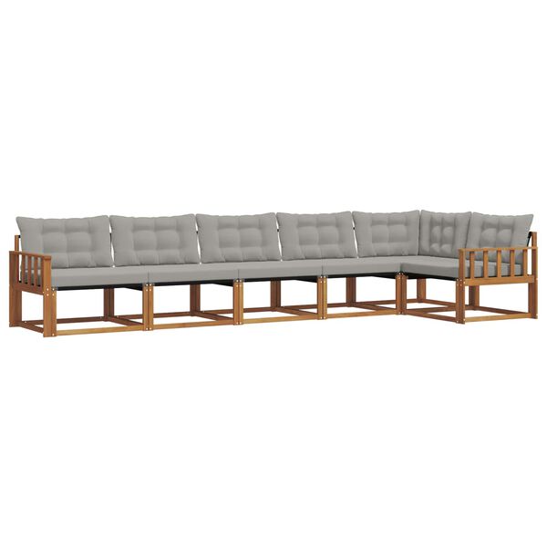 vidaXL Conjunto de Sof&aacute;s para Exterior 6 pcs Cinza Natural e Claro