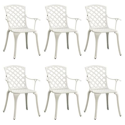 vidaXL Cadeiras de jardim 6 pcs alumínio fundido branco