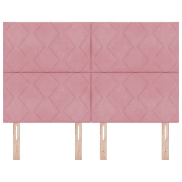 vidaXL Cabeceira com cabeceira Rosa 160 cm Veludo