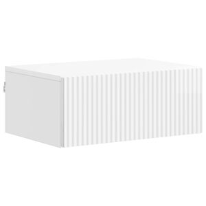 vidaXL Gabinete de Canto Montado na Parede com gaveta Branco Brilhante