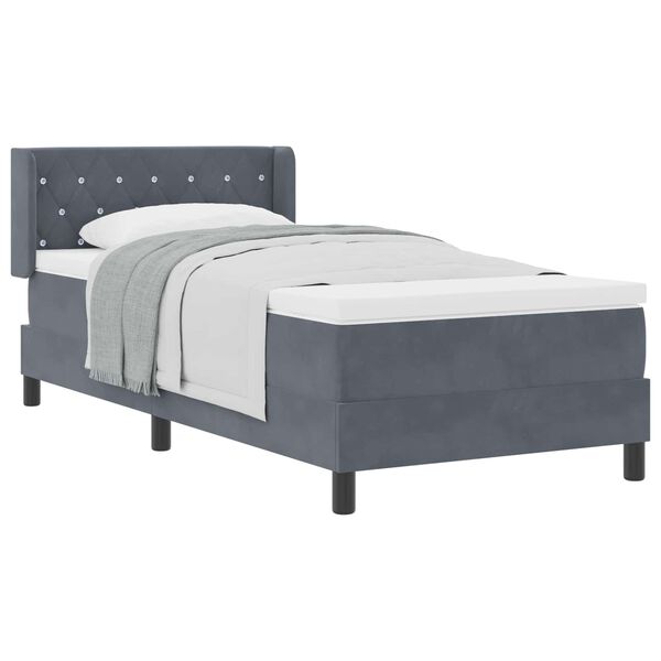 vidaXL Cama Box com colch&atilde;o Cinza Escuro 200 x 100 cm Veludo