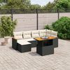 vidaXL 7 pcs conjunto de sof&aacute;s p/ jardim c/ almofad&otilde;es vime PE preto