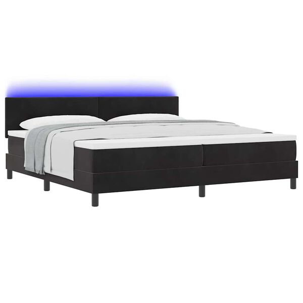 vidaXL Cama Box Spring LED com colch&atilde;o Preto 200 x 200 cm Veludo