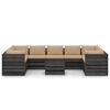 vidaXL 10 pcs conj. lounge jardim c/ almofad&otilde;es madeira impreg. cinza