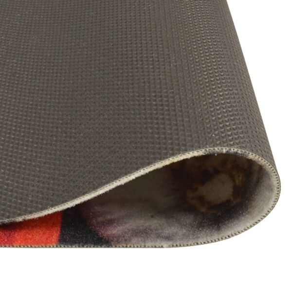 vidaXL Tapete de cozinha lavável 60x180 cm veludo padrão vinho/jantar