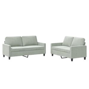 vidaXL 2 pcs conjunto de sof&aacute;s com almofad&otilde;es veludo cinzento-claro