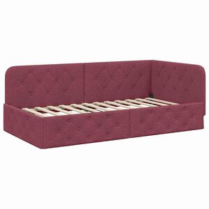 vidaXL Estrutura de Cama de Canto Vinho Vermelho 90 x 190 cm tecido