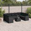 vidaXL 10 pcs conjunto sof&aacute;s de jardim c/ almofad&otilde;es vime PE preto