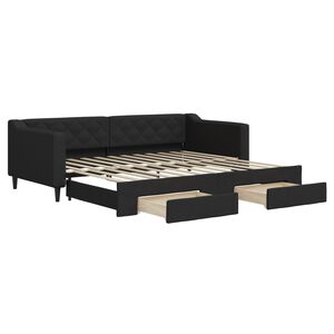 vidaXL Sof&aacute;-cama com gavet&atilde;o e gavetas 90x200 cm tecido preto