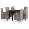 vidaXL 7 pcs conjunto de jantar para jardim com almofad&otilde;es cinzento