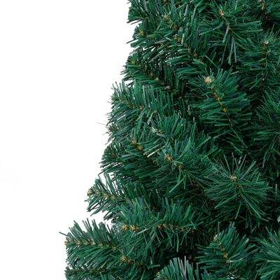 vidaXL Meia árvore Natal artificial pré-iluminada c/ bolas verde