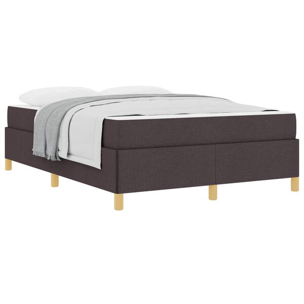 vidaXL Estrutura da Cama com colch&atilde;o Marrom Escuro 140 x 190 cm tecido
