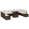 vidaXL Conjunto de Sof&aacute; de Jardim 11 unid. Castanho vime PE