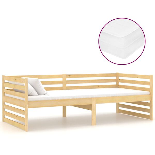 vidaXL Sof&aacute;-cama com colch&atilde;o 90x200 cm pinho maci&ccedil;o