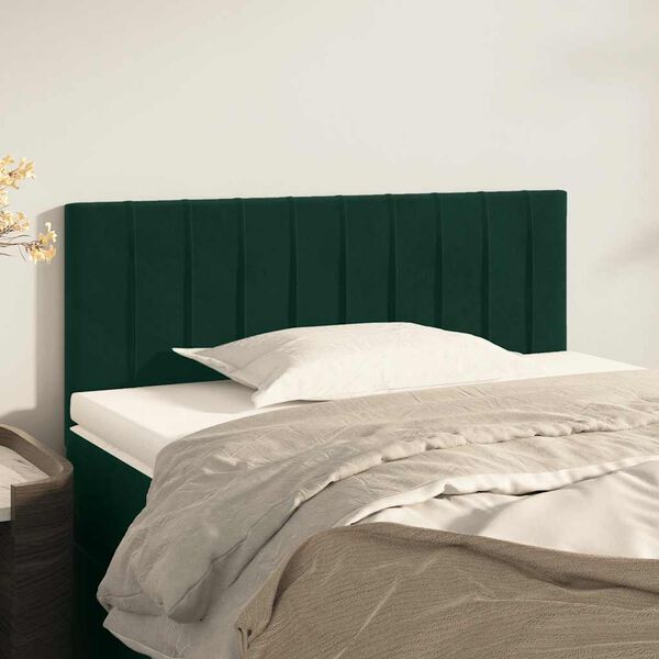 vidaXL Cabeceira de cama veludo 80x5x78/88 cm verde-escuro