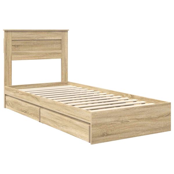 vidaXL Cama com Armazenamento com gaveta Carvalho Sonoma 100 x 200 cm