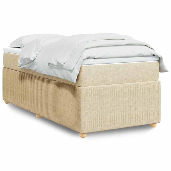 vidaXL Cama com molas/colch&atilde;o 90x190 cm tecido cor creme