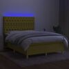 vidaXL Cama box spring c/ colch&atilde;o e LED 140x200 cm tecido verde