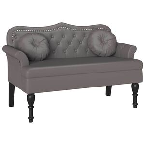 vidaXL Banco Chesterfield Cinzeto 120,5 x 65 x 75 cm Couro Sint&eacute;tico