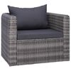 vidaXL Cadeira de jardim c/ almofad&atilde;o e almofada vime PE cinzento