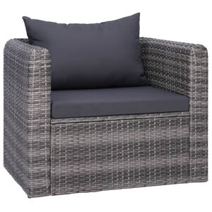 vidaXL Cadeira de jardim c/ almofad&atilde;o e almofada vime PE cinzento