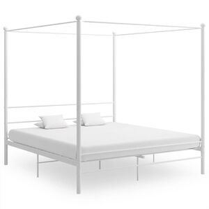 vidaXL Estrutura de cama com dossel 180x200 cm metal branco