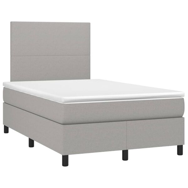 vidaXL Cama box spring c/ colch&atilde;o e LED 120x200 cm tecido cinza-claro
