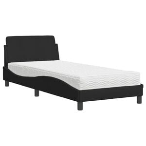vidaXL Cama com colch&atilde;o Dover 80x200 cm tecido preto