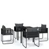 vidaXL 5 pcs Conjunto de jantar para jardim preto