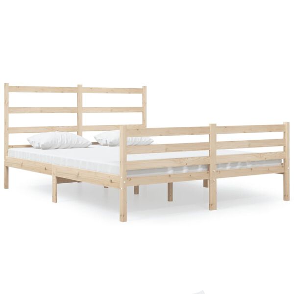 vidaXL Estrutura de cama pequena casal 120x190 cm pinho maciço