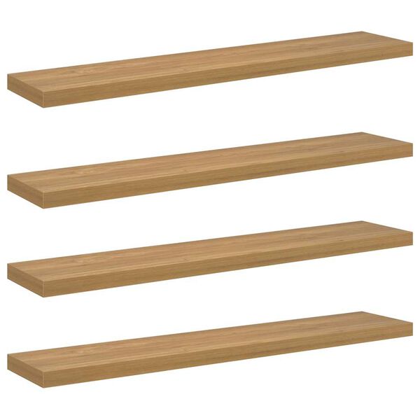 vidaXL Prateleira de Parede 4 pcs Castanho 120 x 23,5 x 4 cm