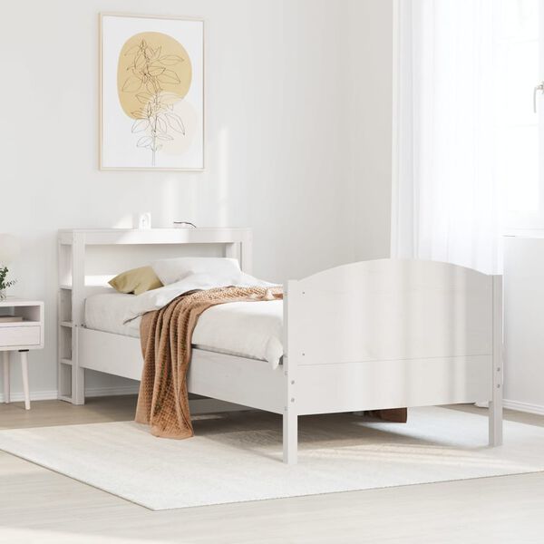 vidaXL Cama sem colch&atilde;o 75x190 cm madeira de pinho maci&ccedil;a branco