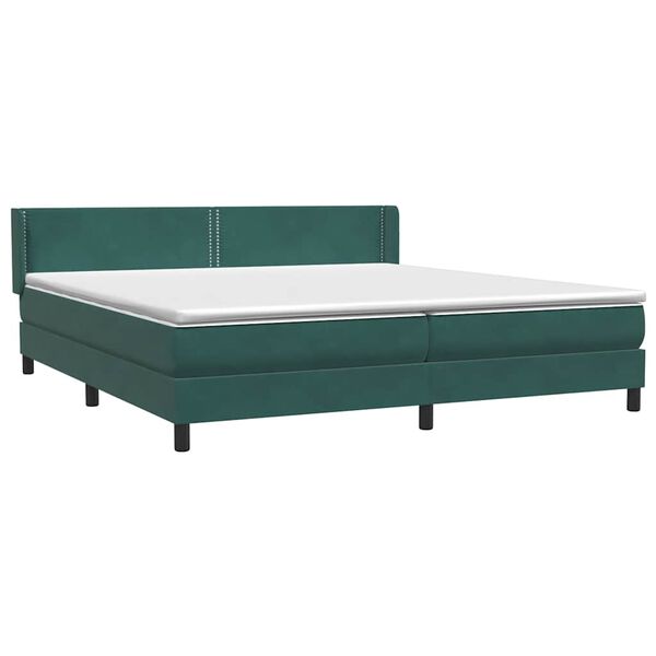 vidaXL Cama com molas/colch&atilde;o 180x220 cm veludo verde-escuro