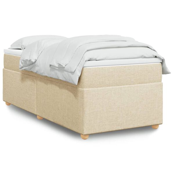 vidaXL Cama com molas/colch&atilde;o 90x200 cm tecido cor cr&egrave;me