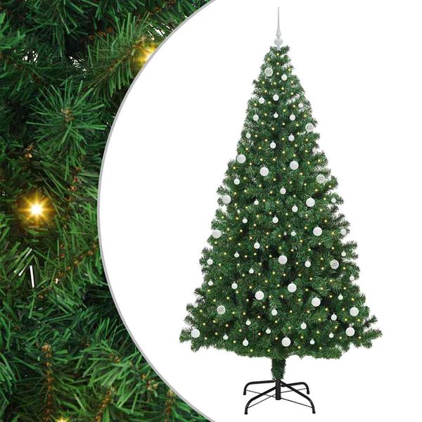 vidaXL &Aacute;rvore de Natal Artificial Verde 240 cm PVC, A&ccedil;o e Pl&aacute;stico