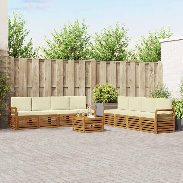 vidaXL Conjuntos de sof&aacute;s com almofada 9 pcs Natural e Creme