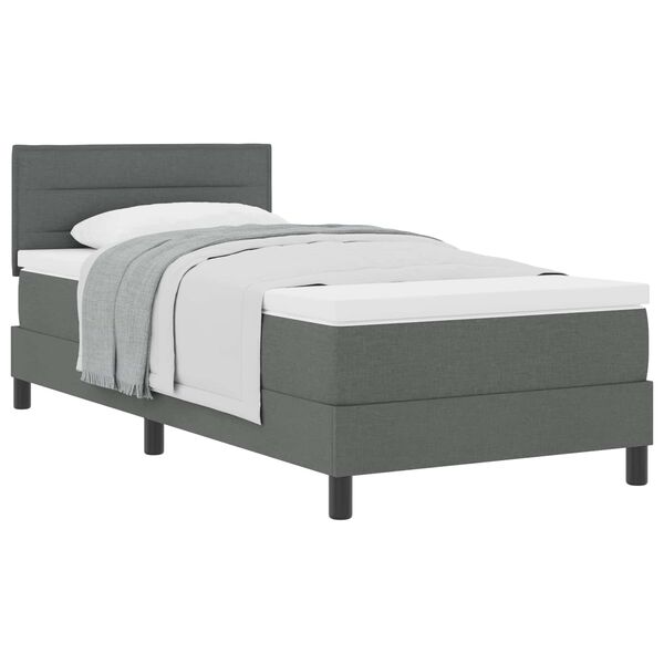 vidaXL Cama Box com colch&atilde;o Cinza Escuro 80 x 200 cm tecido