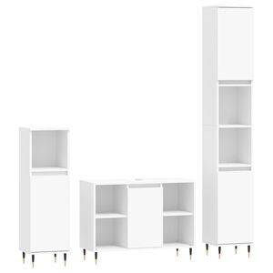 vidaXL 3 pcs conjunto m&oacute;veis casa de banho derivados de madeira branco
