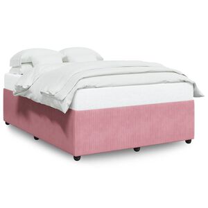 vidaXL Estrutura de cama 160x200 cm veludo rosa
