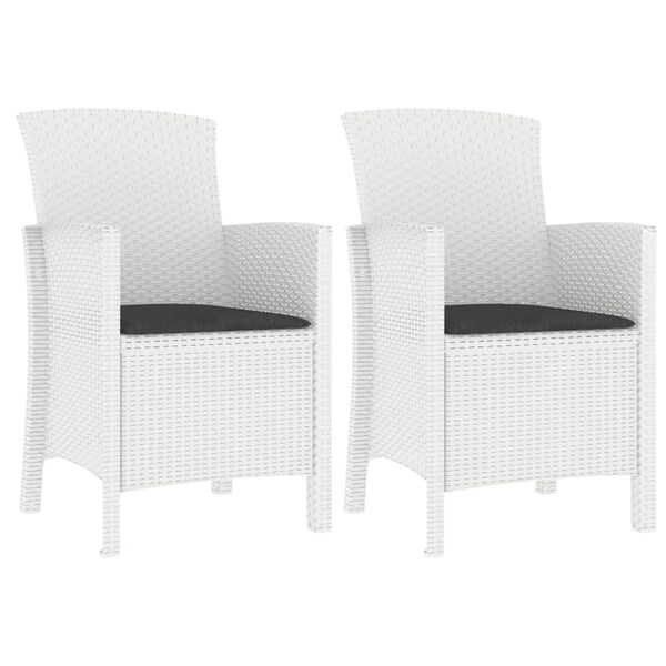 vidaXL 3 pcs conjunto lounge jardim com almofad&otilde;es vime PP branco