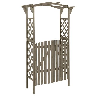 vidaXL Pérgola com portão 116x40x204 cm madeira de abeto maciça cinza