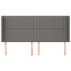 vidaXL Cabeceira cama c/ abas couro artif. 203x16x118/128 cm cinzento