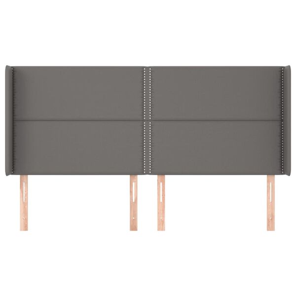 vidaXL Cabeceira cama c/ abas couro artif. 203x16x118/128 cm cinzento