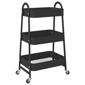 vidaXL Carrinho de arruma&ccedil;&atilde;o com 3 n&iacute;veis 42x41,5x77 cm a&ccedil;o preto