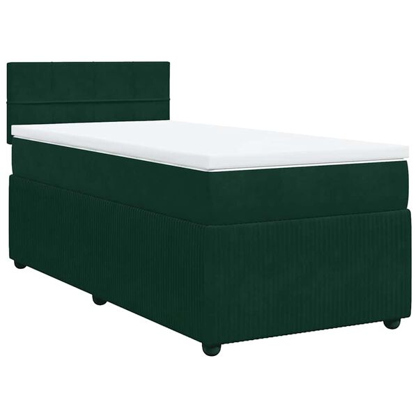vidaXL Cama com molas/colch&atilde;o 90x190 cm veludo verde-escuro