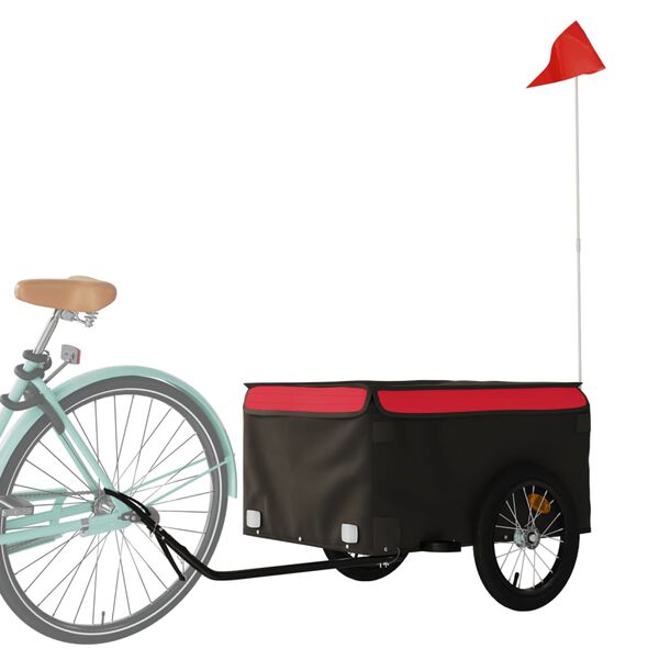 vidaXL Reboque para bicicleta 45 kg ferro preto e vermelho